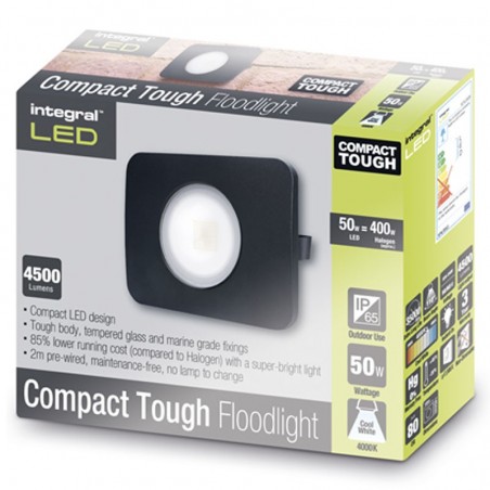 Compact-Tough Floodlight 50 Watt 4000K 4500Lm Sort