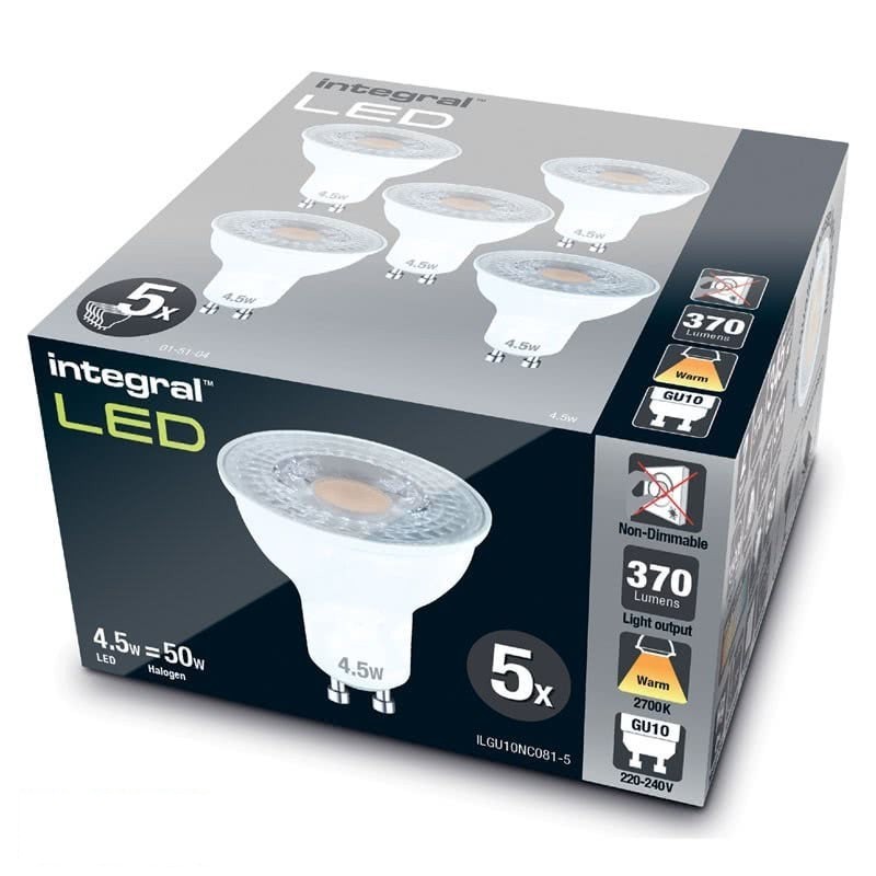 GU10 360Lm 4,5 Watt (50W) 2700K 5-pak