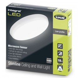 Slimline loftslampe 1584Lm 18 Watt 4000K IP54 sensor